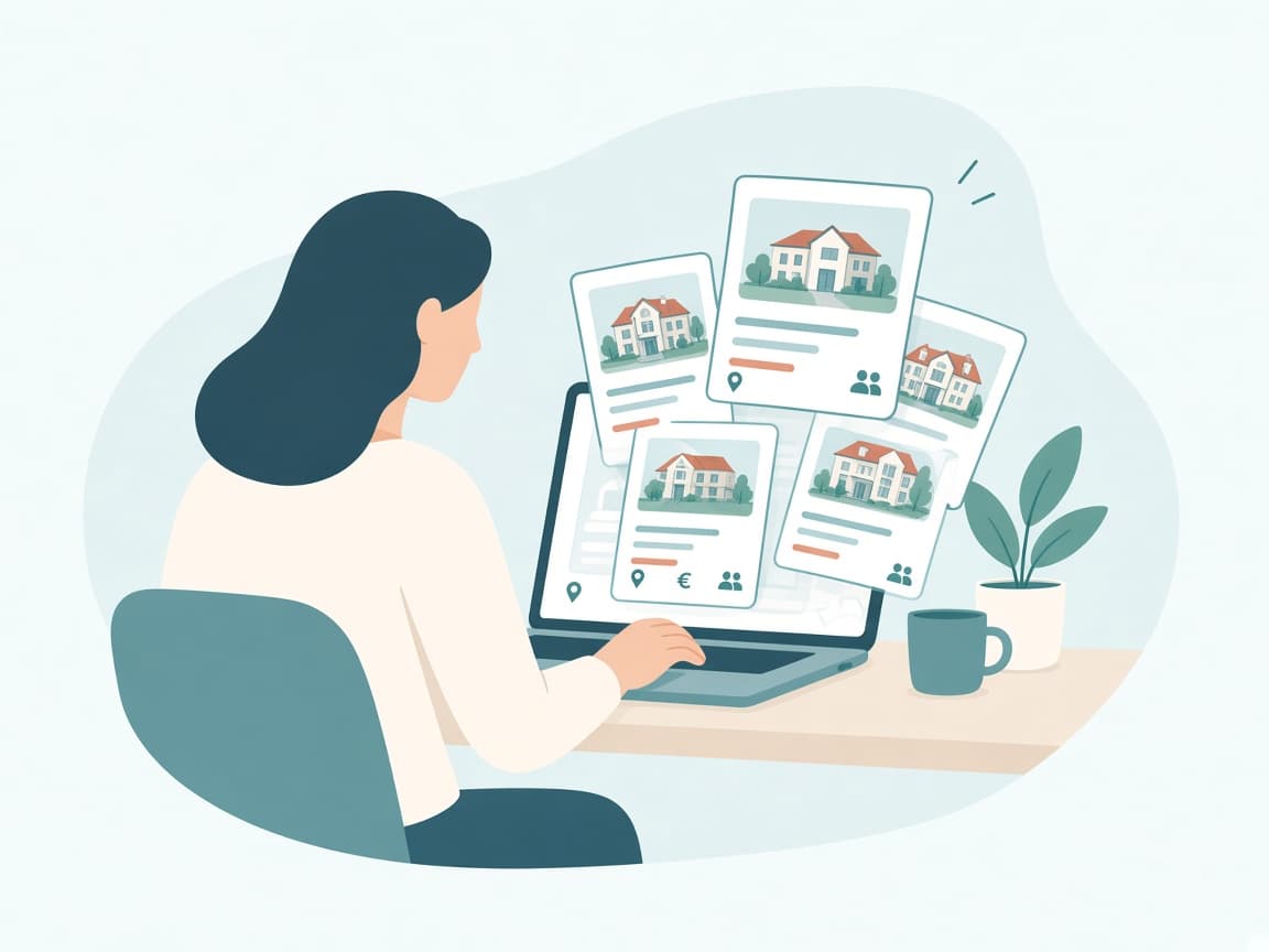 Illustration d'une personne comparant seule plusieurs établissements